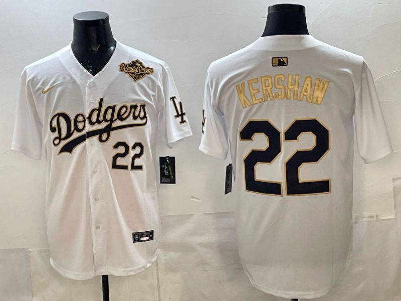 Men Los Angeles Dodgers #22 Kershaw White Gold Game 2026 Nike MLB Jersey 005->los angeles dodgers->MLB Jersey